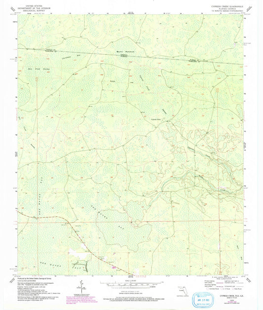 Classic USGS Cypress Creek Florida 7.5'x7.5' Topo Map Image