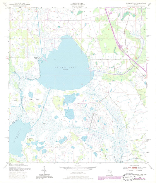 Classic USGS Cypress Lake Florida 7.5'x7.5' Topo Map Image
