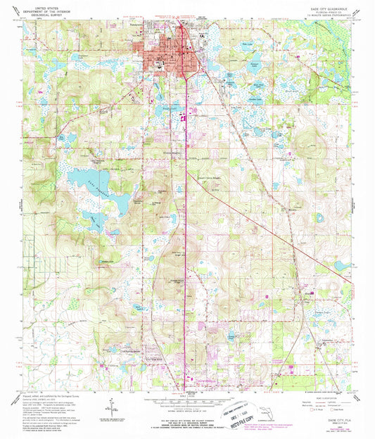 Classic USGS Dade City Florida 7.5'x7.5' Topo Map Image