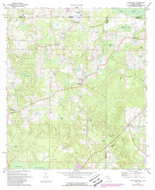 Classic USGS Darlington Florida 7.5'x7.5' Topo Map Image