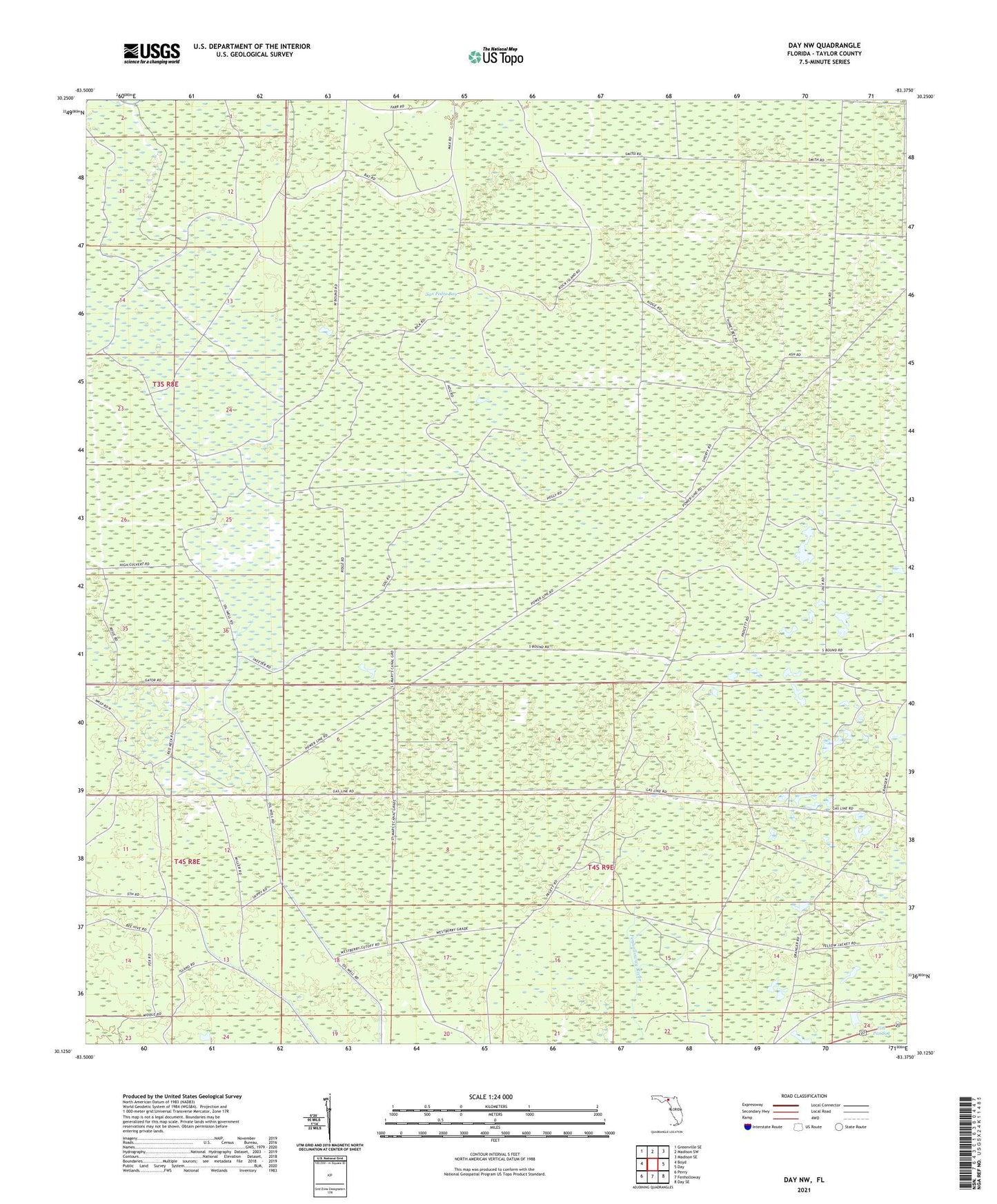 Day NW Florida US Topo Map Image