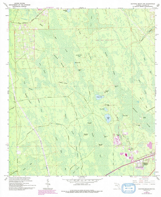 Classic USGS Daytona Beach NW Florida 7.5'x7.5' Topo Map Image