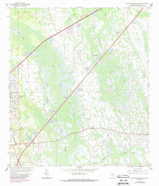 Classic USGS Daytona Beach SW Florida 7.5'x7.5' Topo Map Image
