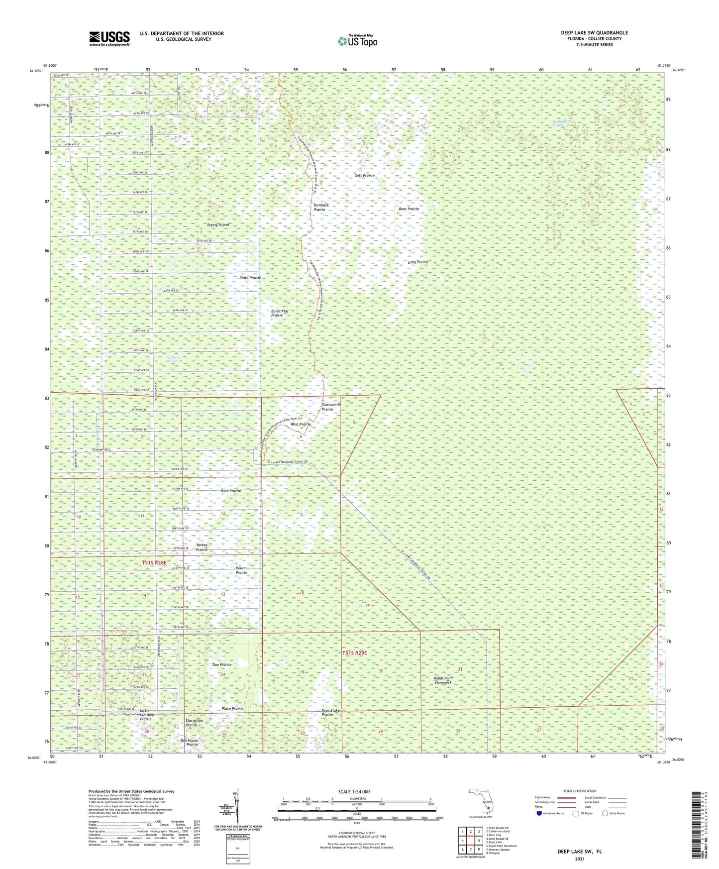 Deep Lake SW Florida US Topo Map Image