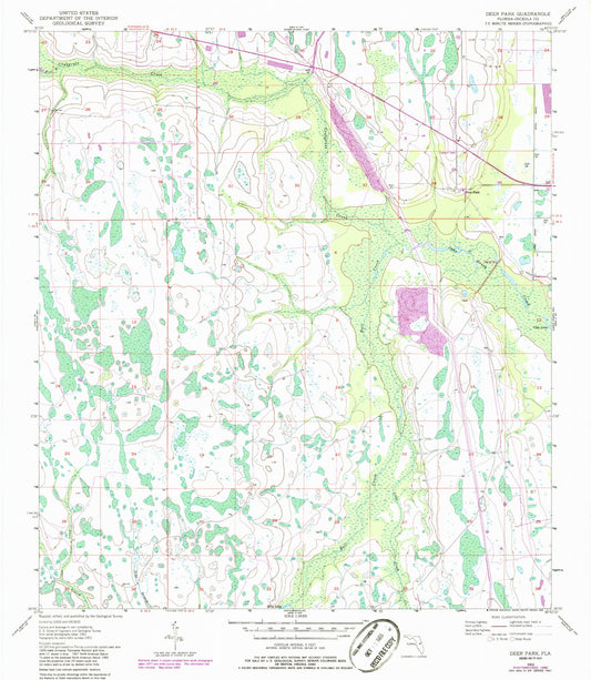 Classic USGS Deer Park Florida 7.5'x7.5' Topo Map Image