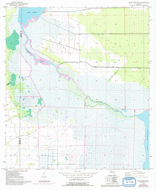 Classic USGS Deer Park NE Florida 7.5'x7.5' Topo Map Image