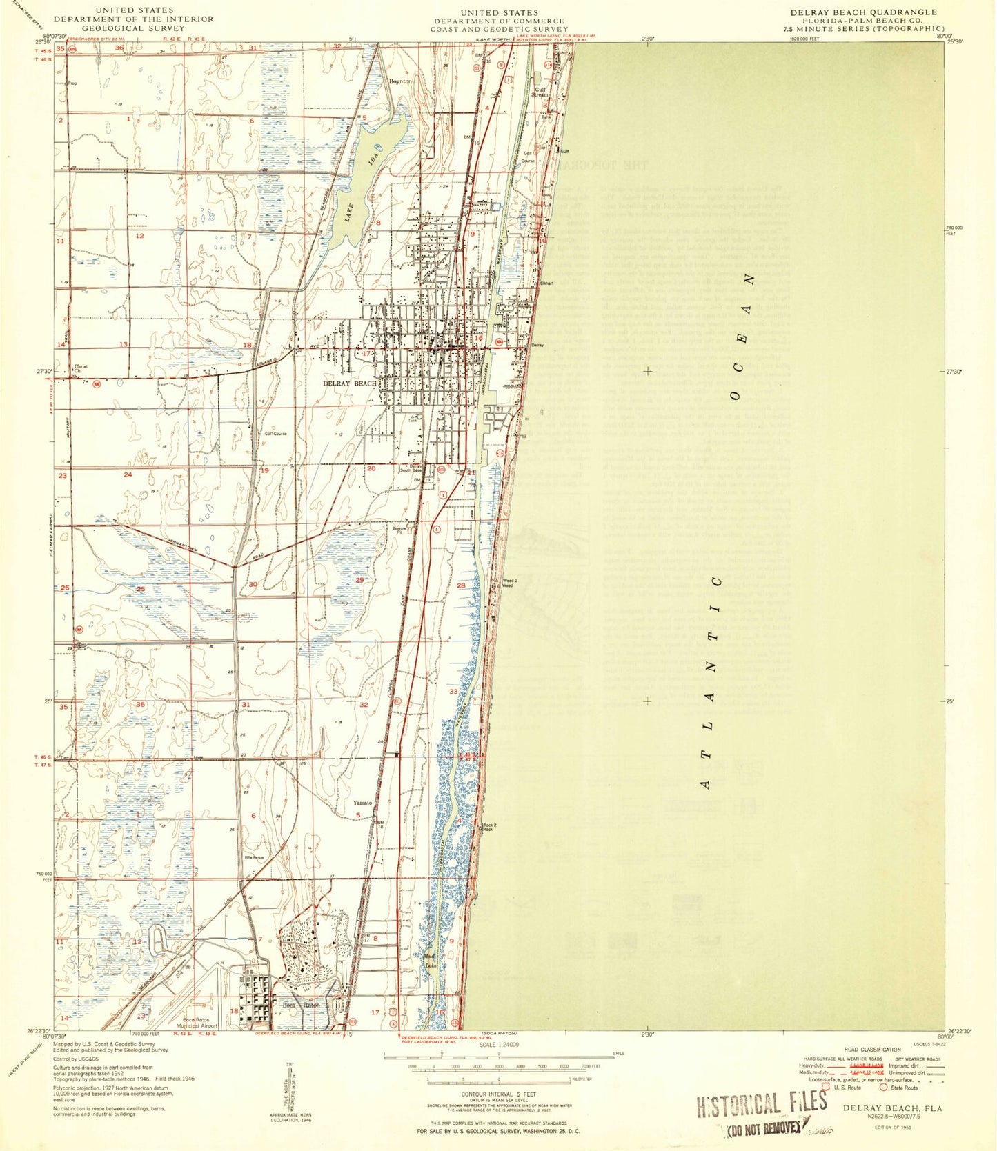 Classic USGS Delray Beach Florida 7.5'x7.5' Topo Map Image