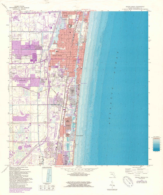 Classic USGS Delray Beach Florida 7.5'x7.5' Topo Map Image