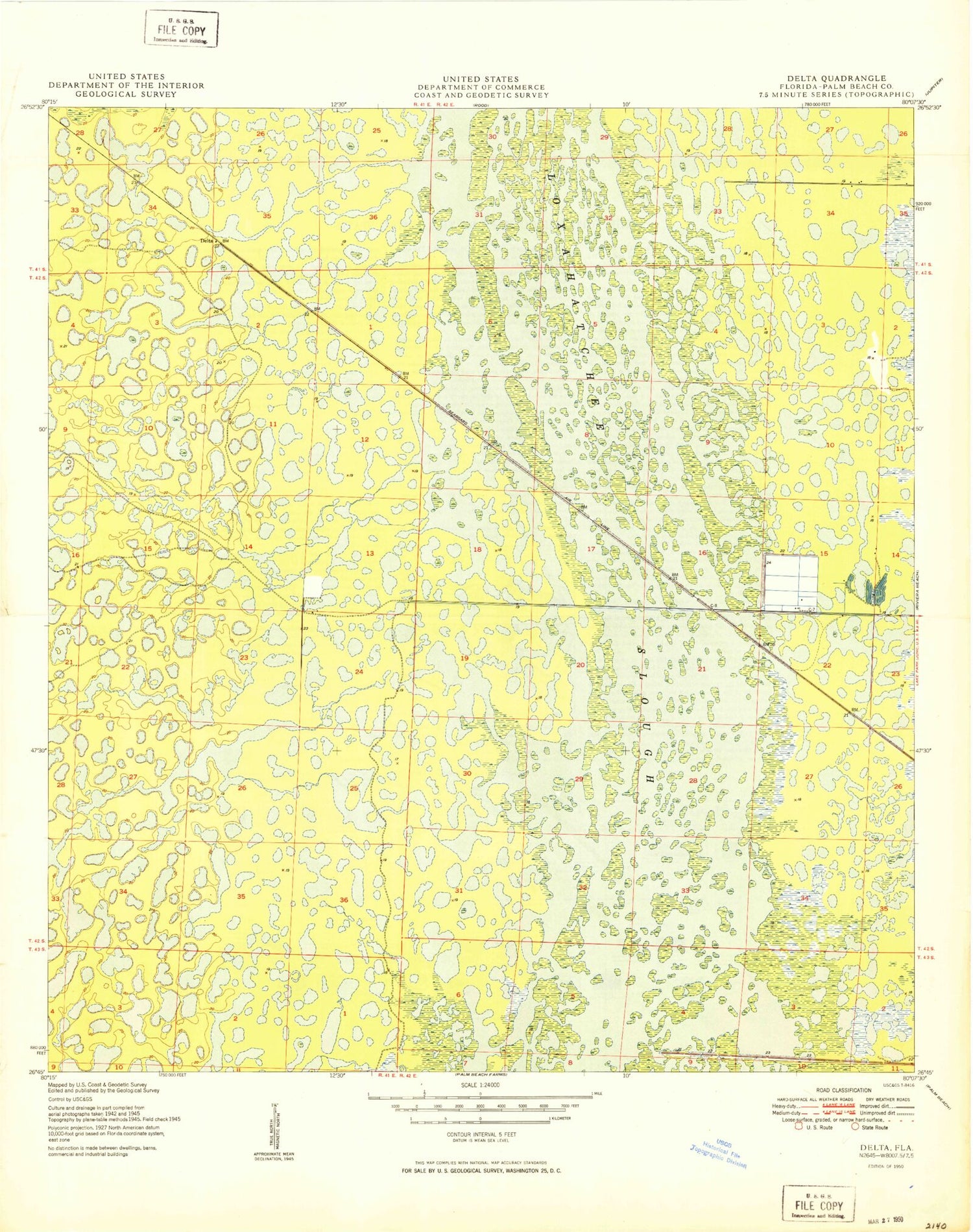 Classic USGS Delta Florida 7.5'x7.5' Topo Map Image