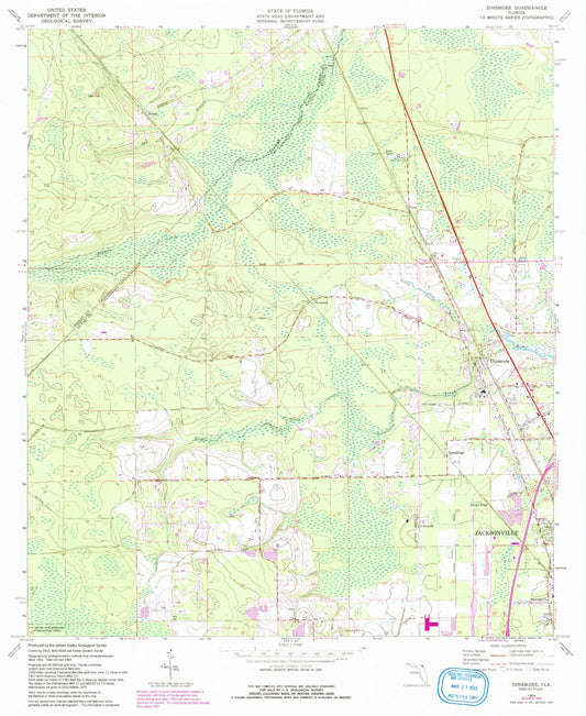 Classic USGS Dinsmore Florida 7.5'x7.5' Topo Map Image