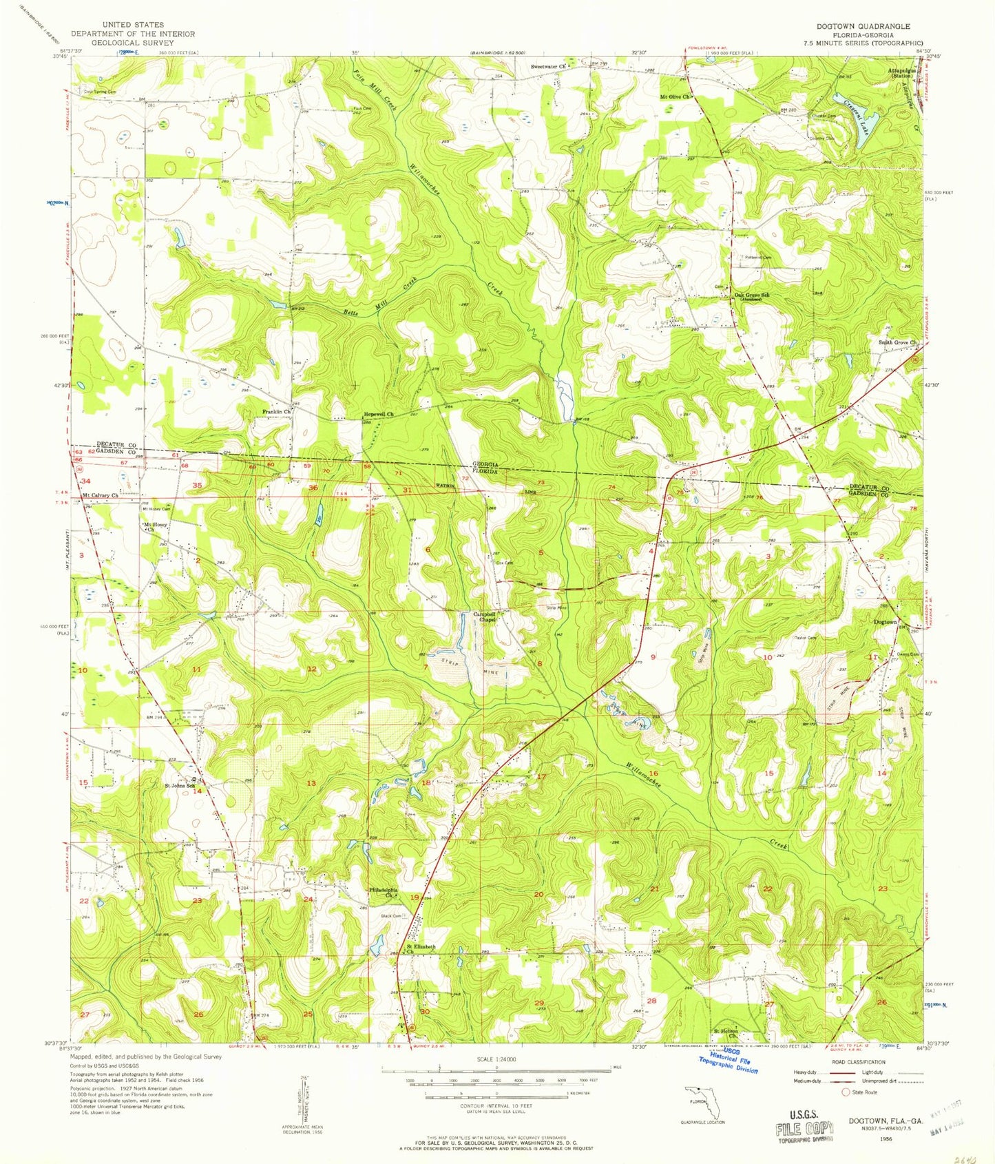 Classic USGS Dogtown Florida 7.5'x7.5' Topo Map Image