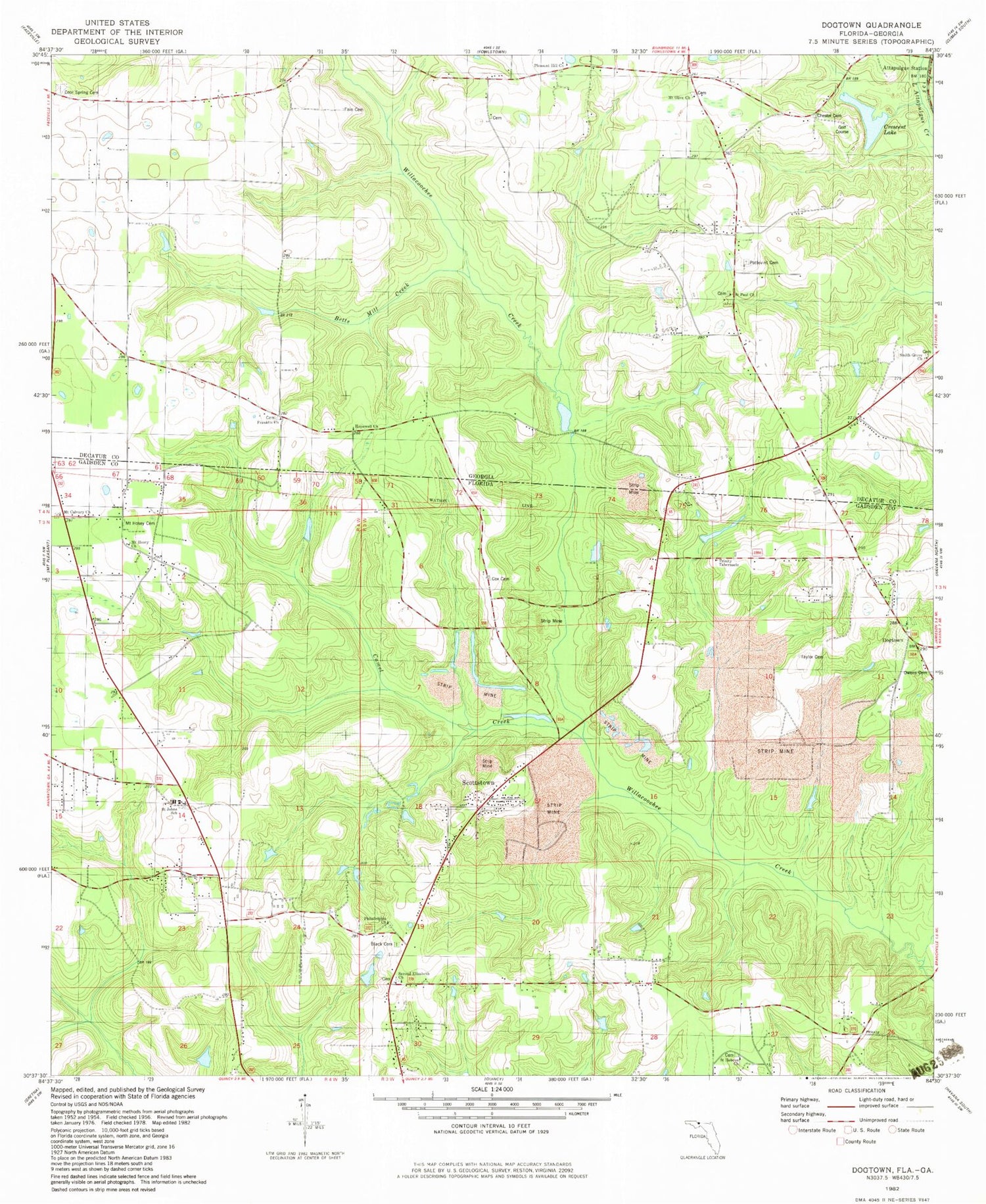 Classic USGS Dogtown Florida 7.5'x7.5' Topo Map Image