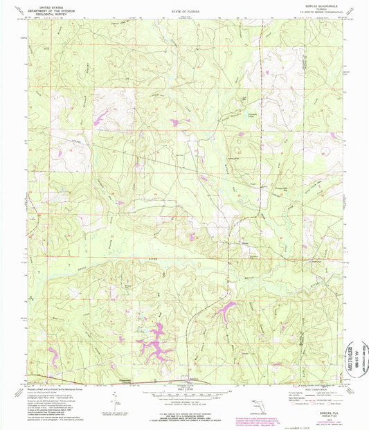 Classic USGS Dorcas Florida 7.5'x7.5' Topo Map Image