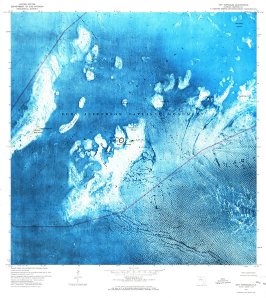 Classic USGS Dry Tortugas Florida 7.5'x7.5' Topo Map Image