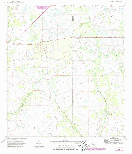 Classic USGS Duette Florida 7.5'x7.5' Topo Map Image