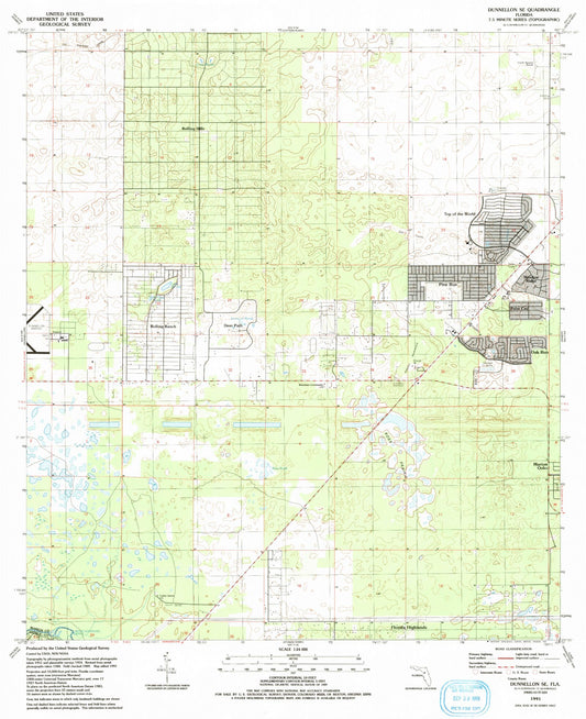 Classic USGS Dunnellon SE Florida 7.5'x7.5' Topo Map Image