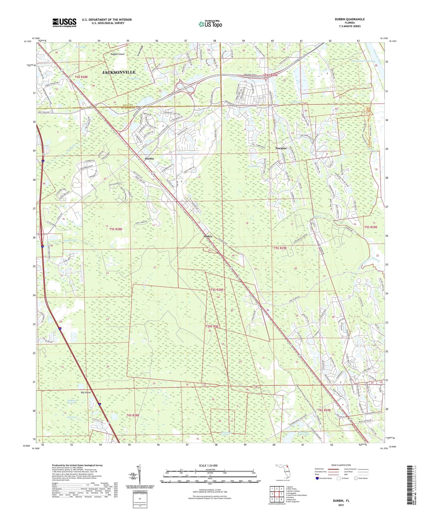 Durbin Florida US Topo Map Image