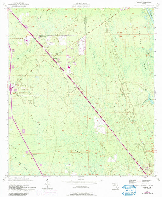 Classic USGS Durbin Florida 7.5'x7.5' Topo Map Image