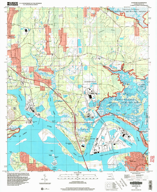 Classic USGS Eastport Florida 7.5'x7.5' Topo Map Image