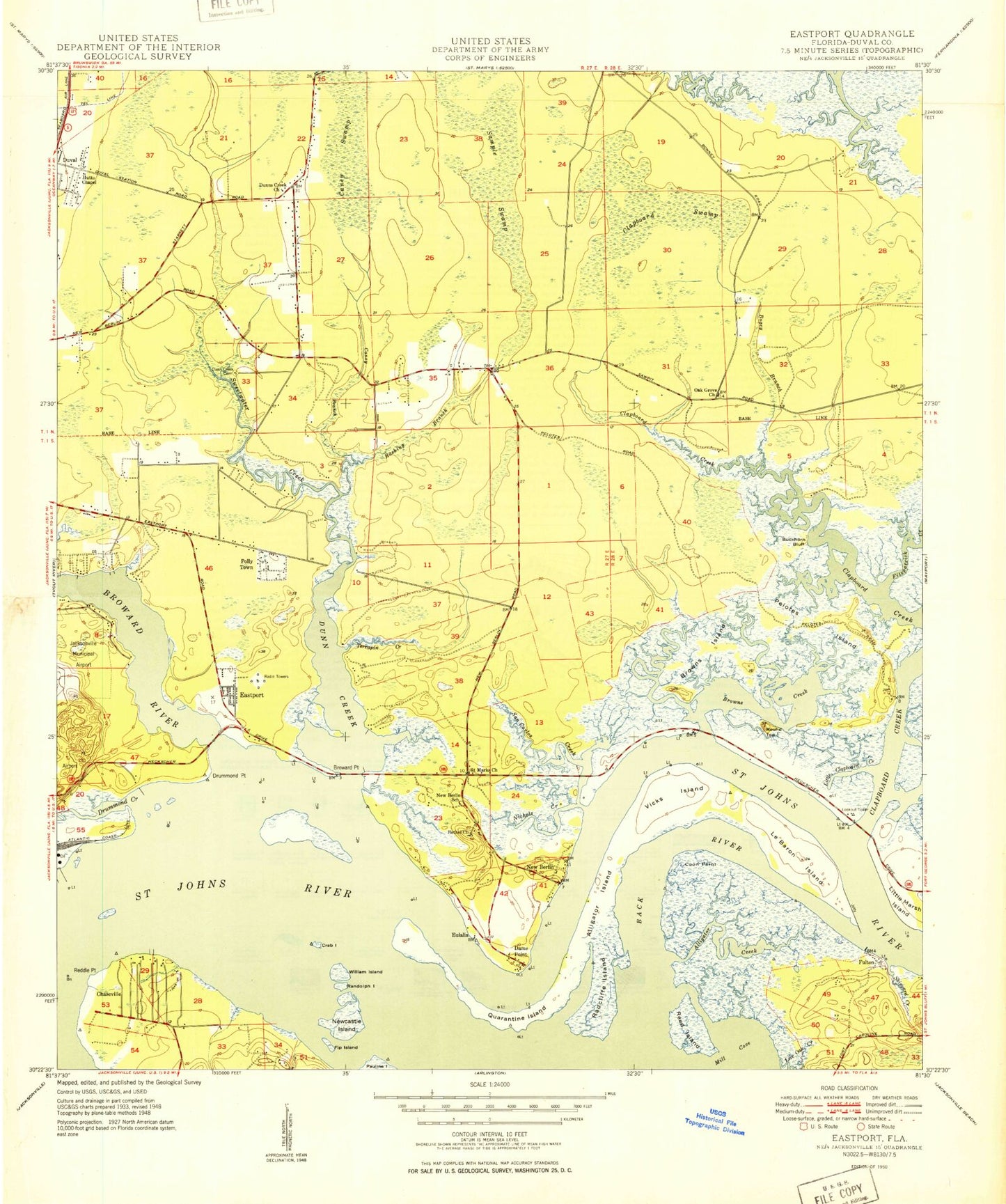 Classic USGS Eastport Florida 7.5'x7.5' Topo Map Image