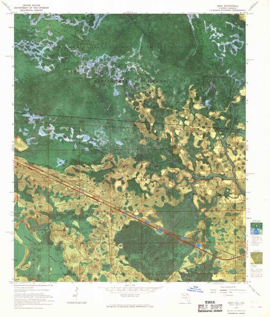 Classic USGS Eddy Florida 7.5'x7.5' Topo Map Image