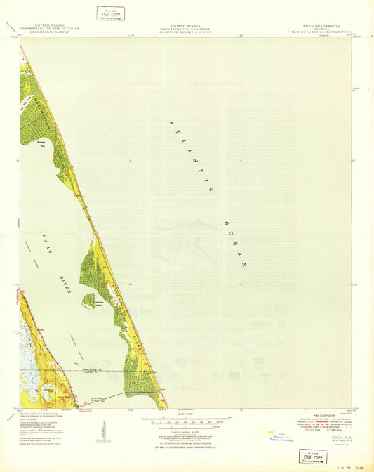 Classic USGS Eden Florida 7.5'x7.5' Topo Map Image