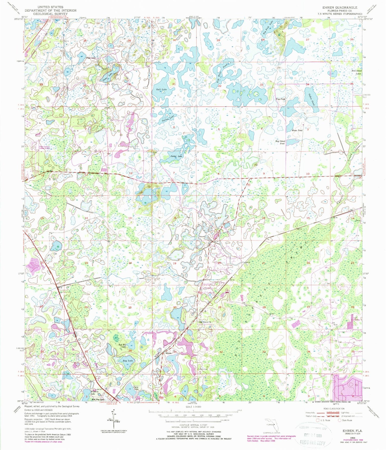 Classic USGS Ehren Florida 7.5'x7.5' Topo Map Image