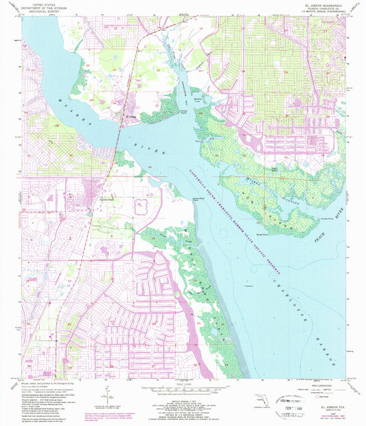 Classic USGS El Jobean Florida 7.5'x7.5' Topo Map Image