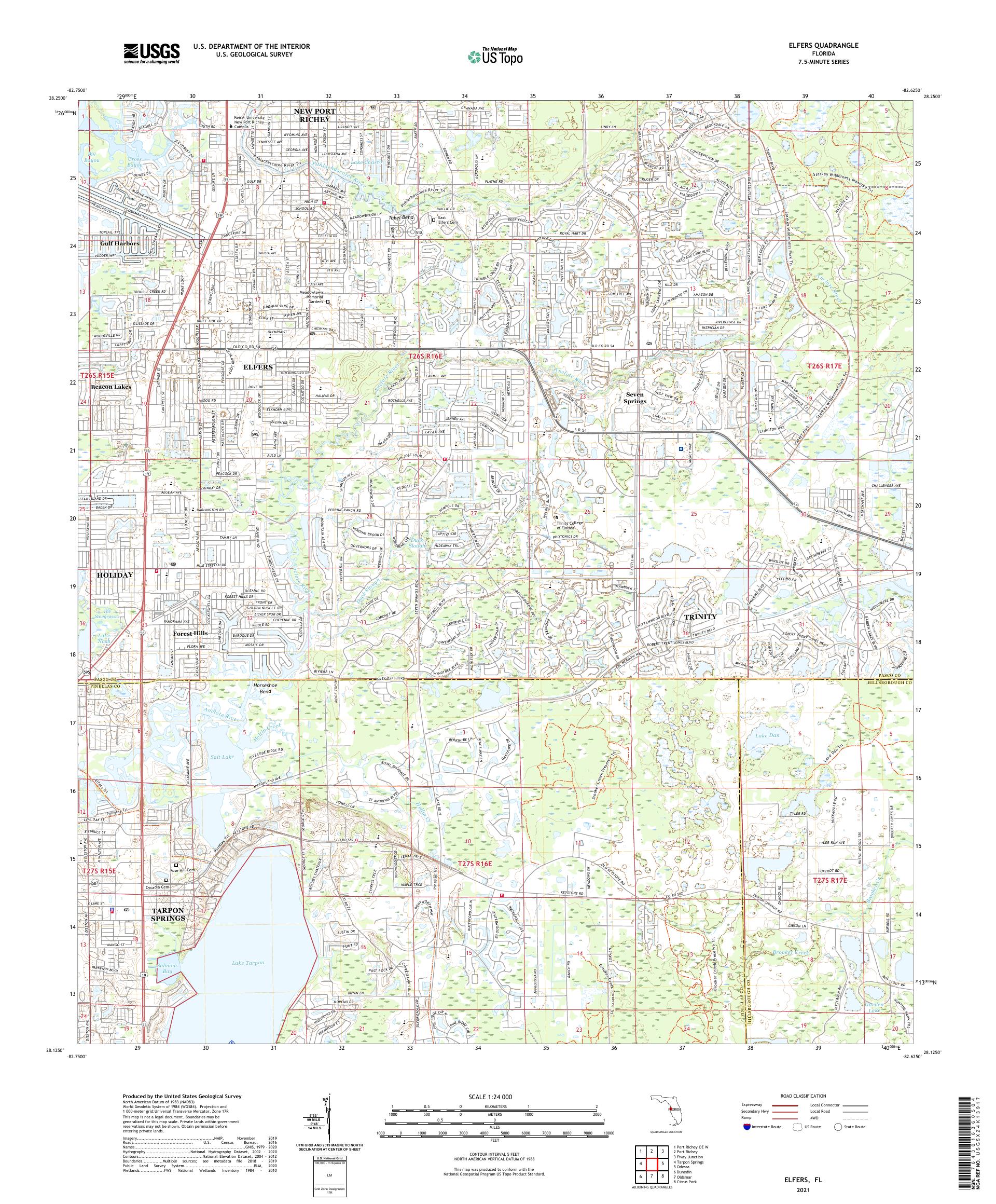 Elfers Florida US Topo Map – MyTopo Map Store