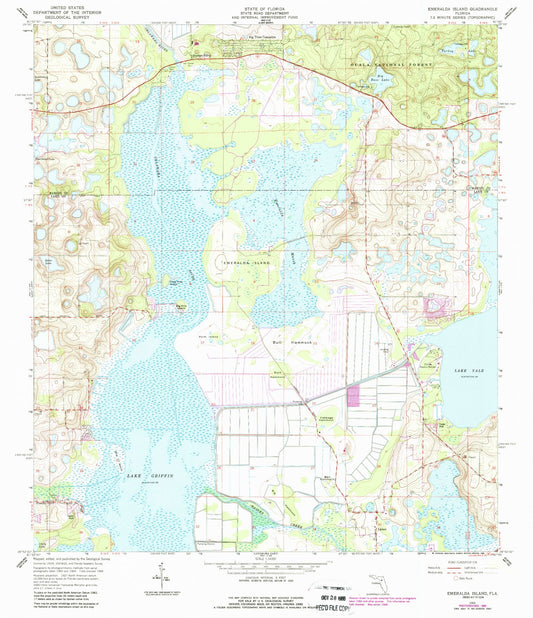 Classic USGS Emeralda Island Florida 7.5'x7.5' Topo Map Image