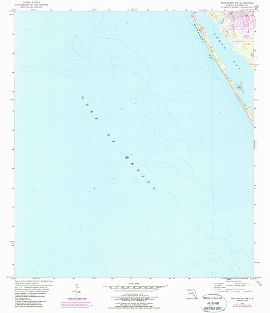 Classic USGS Englewood Florida 7.5'x7.5' Topo Map Image