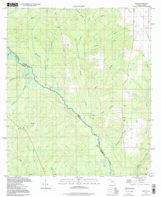 Classic USGS Enon Florida 7.5'x7.5' Topo Map Image