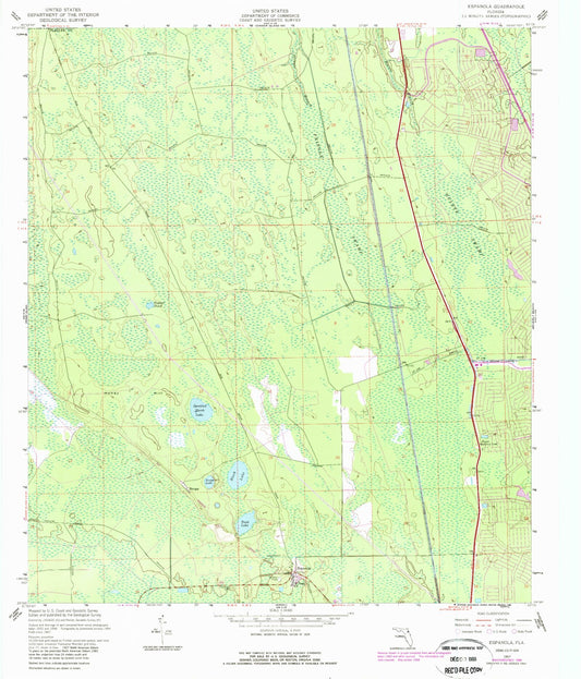 Classic USGS Espanola Florida 7.5'x7.5' Topo Map Image