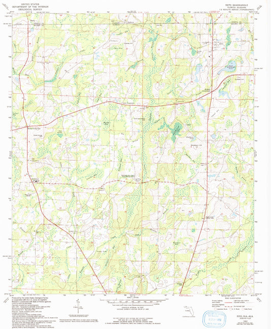 Classic USGS Esto Florida 7.5'x7.5' Topo Map Image