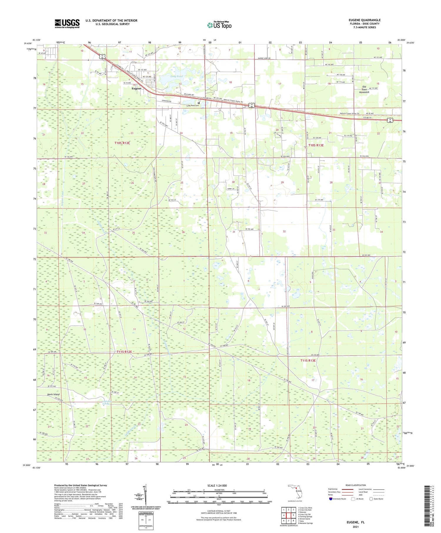 Eugene Florida US Topo Map Image