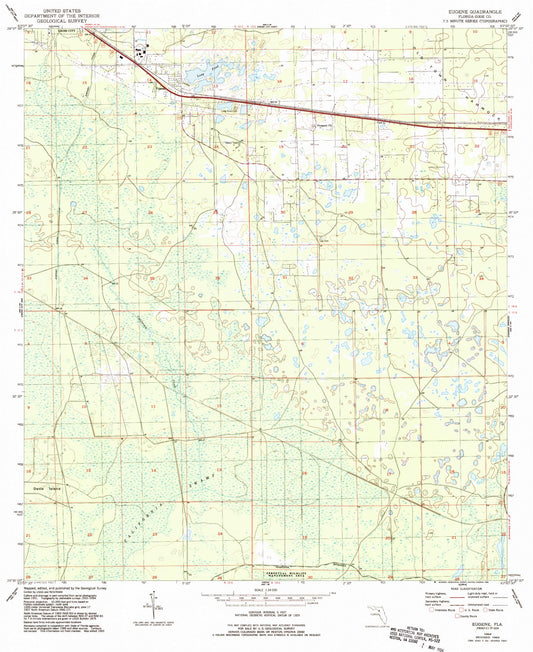 Classic USGS Eugene Florida 7.5'x7.5' Topo Map Image