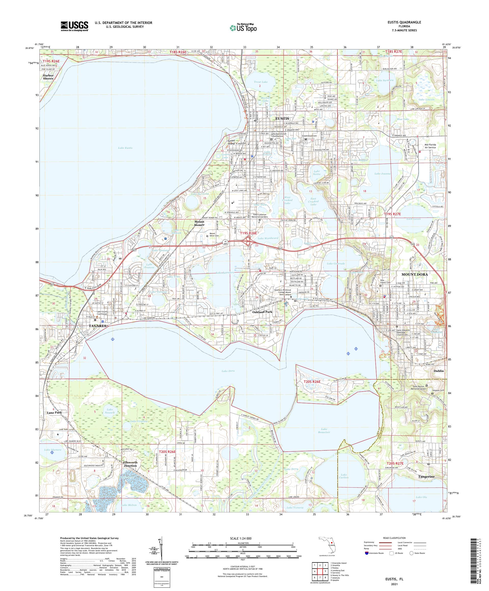 Eustis Florida US Topo Map – MyTopo Map Store