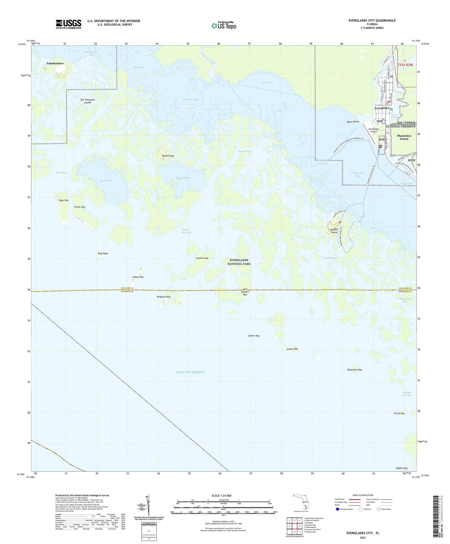 Everglades City Florida US Topo Map Image