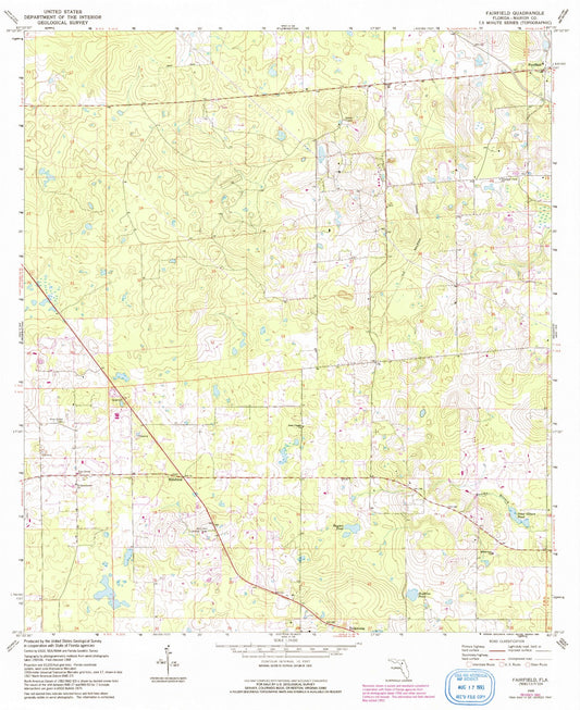 Classic USGS Fairfield Florida 7.5'x7.5' Topo Map Image