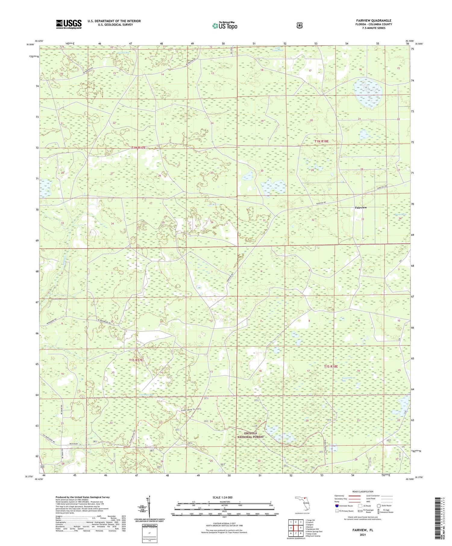 Fairview Florida US Topo Map Image