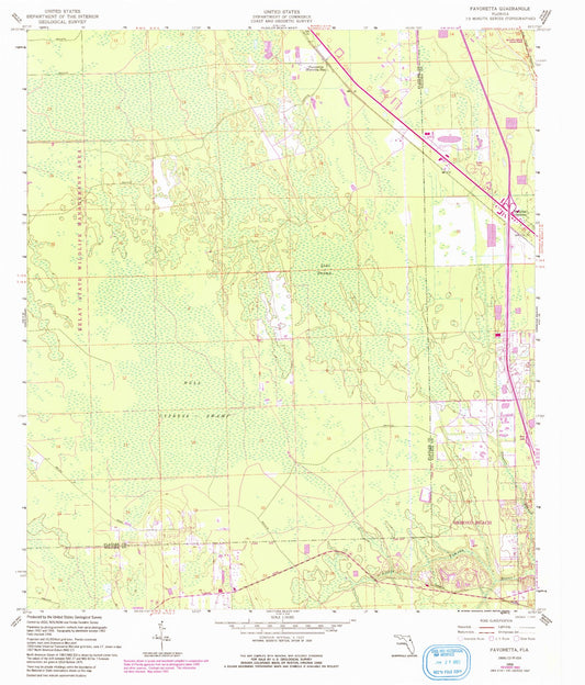 Classic USGS Favoretta Florida 7.5'x7.5' Topo Map Image