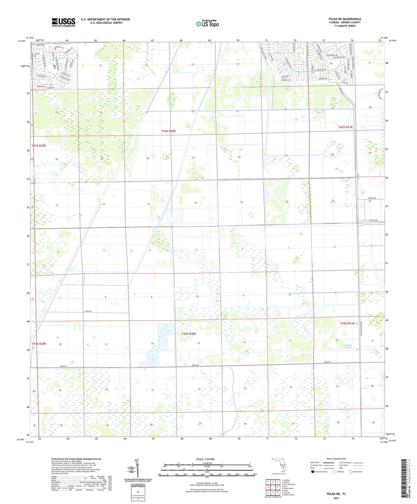 Felda NE Florida US Topo Map Image