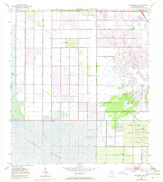 Classic USGS Fellsmere NW Florida 7.5'x7.5' Topo Map Image