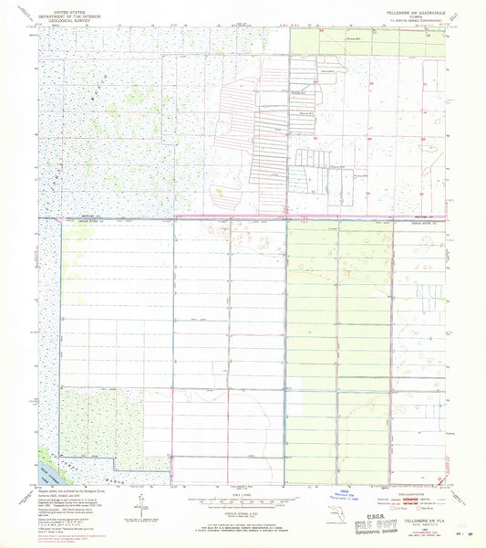 Classic USGS Fellsmere SW Florida 7.5'x7.5' Topo Map Image