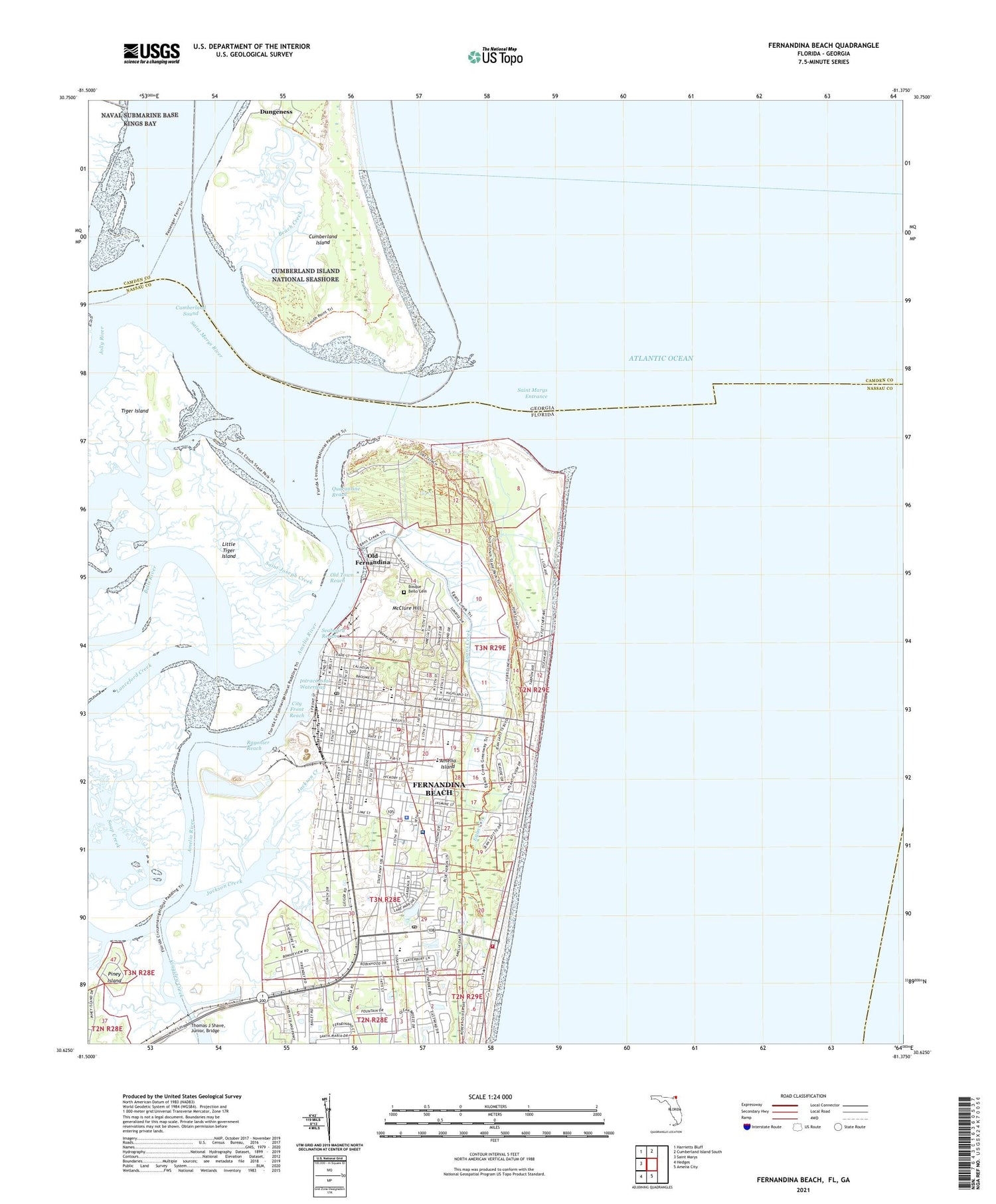 Fernandina Beach Florida US Topo Map Image