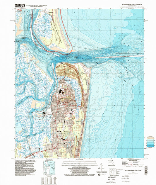 Classic USGS Fernandina Beach Florida 7.5'x7.5' Topo Map Image