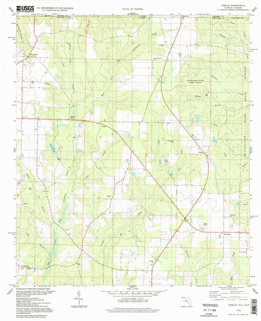 Classic USGS Fidelis Florida 7.5'x7.5' Topo Map Image