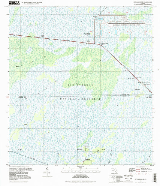 Classic USGS Fiftymile Bend Florida 7.5'x7.5' Topo Map Image