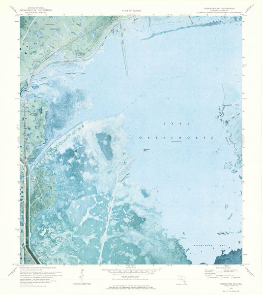 Classic USGS Fisheating Bay Florida 7.5'x7.5' Topo Map Image