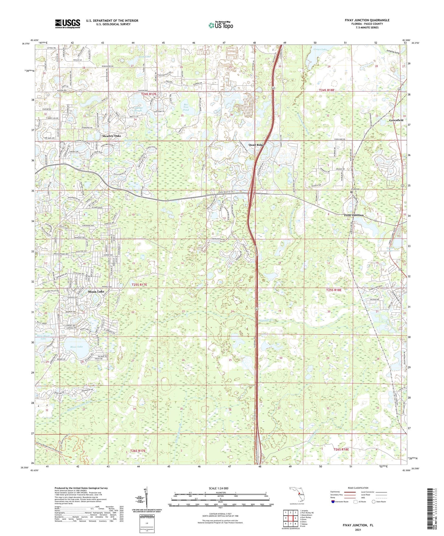 Fivay Junction Florida US Topo Map Image